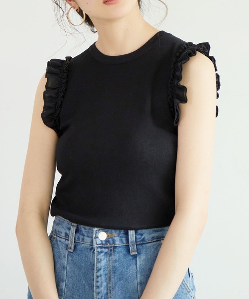 coca(coca)(コカ)の「袖フリルニット(ニット/セーター・レディース・ブラック・ONE SIZE)」の8枚目の写真