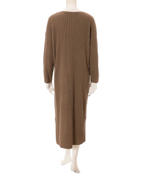 fifth（フィフス）の「Vネックリブニットロングワンピース（ワンピース・レディース・スモークピンク/モカ・MEDIUM）」の6枚目の写真