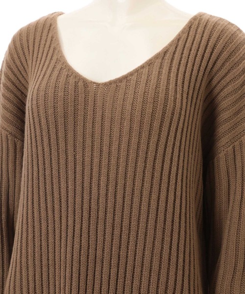 fifth（フィフス）の「Vネックリブニットロングワンピース（ワンピース・レディース・スモークピンク/モカ・MEDIUM）」の7枚目の写真