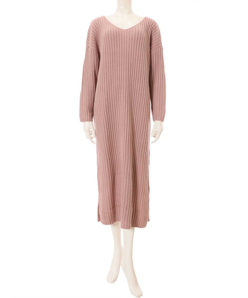 fifth（フィフス）の「Vネックリブニットロングワンピース（ワンピース・レディース・スモークピンク/モカ・MEDIUM）」の11枚目の写真