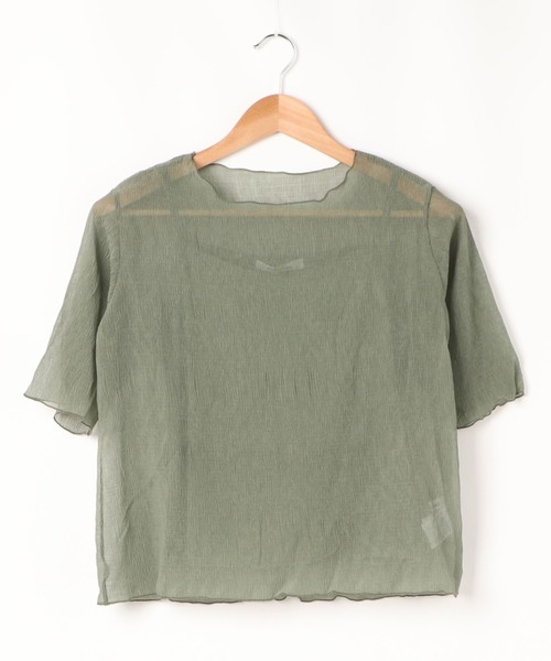 archives（アルシーヴ）の「キャミ付きシアー楊柳半袖プルオーバー（Tシャツ/カットソー・レディース・グレー/ミント/ピンクベージュ/アイボリー/グリーン/モカ/ピンク系その他・MEDIUM）」の4枚目の写真