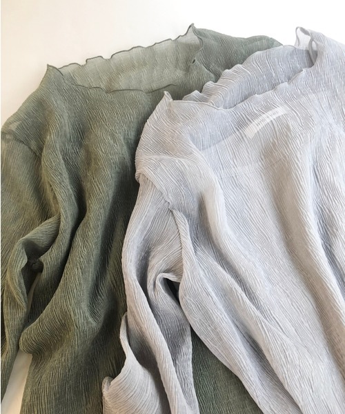 archives（アルシーヴ）の「キャミ付きシアー楊柳半袖プルオーバー（Tシャツ/カットソー・レディース・グレー/ミント/ピンクベージュ/アイボリー/グリーン/モカ/ピンク系その他・MEDIUM）」の12枚目の写真