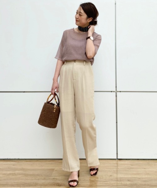 archives（アルシーヴ）の「キャミ付きシアー楊柳半袖プルオーバー（Tシャツ/カットソー・レディース・グレー/ミント/ピンクベージュ/アイボリー/グリーン/モカ/ピンク系その他・MEDIUM）」の17枚目の写真