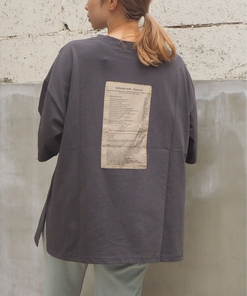 tiptop（ティップトップ）の「2020SS　アソートプリント後ろタタキツケBIGTシャツ（Tシャツ/カットソー・レディース・ブラック/パープル/オフホワイト/グリーン/アイボリー/スミクロ・FREE）」の4枚目の写真