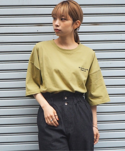 tiptop（ティップトップ）の「2020SS　アソートプリント後ろタタキツケBIGTシャツ（Tシャツ/カットソー・レディース・ブラック/パープル/オフホワイト/グリーン/アイボリー/スミクロ・FREE）」の12枚目の写真