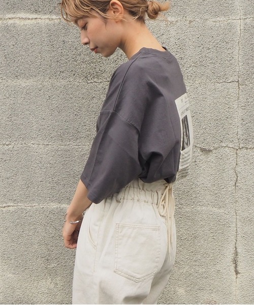 tiptop（ティップトップ）の「2020SS　アソートプリント後ろタタキツケBIGTシャツ（Tシャツ/カットソー・レディース・ブラック/パープル/オフホワイト/グリーン/アイボリー/スミクロ・FREE）」の14枚目の写真