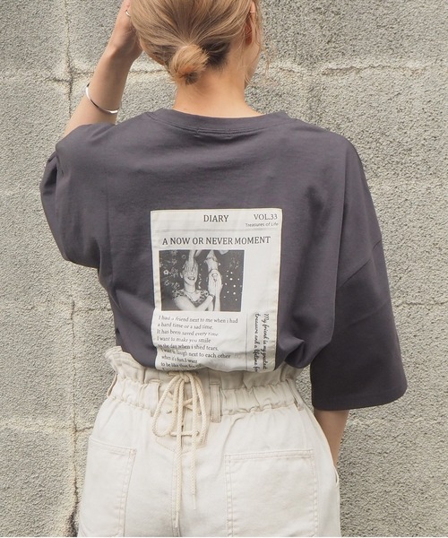 tiptop（ティップトップ）の「2020SS　アソートプリント後ろタタキツケBIGTシャツ（Tシャツ/カットソー・レディース・ブラック/パープル/オフホワイト/グリーン/アイボリー/スミクロ・FREE）」の22枚目の写真