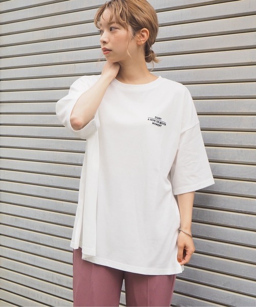 tiptop（ティップトップ）の「2020SS　アソートプリント後ろタタキツケBIGTシャツ（Tシャツ/カットソー・レディース・ブラック/パープル/オフホワイト/グリーン/アイボリー/スミクロ・FREE）」の13枚目の写真