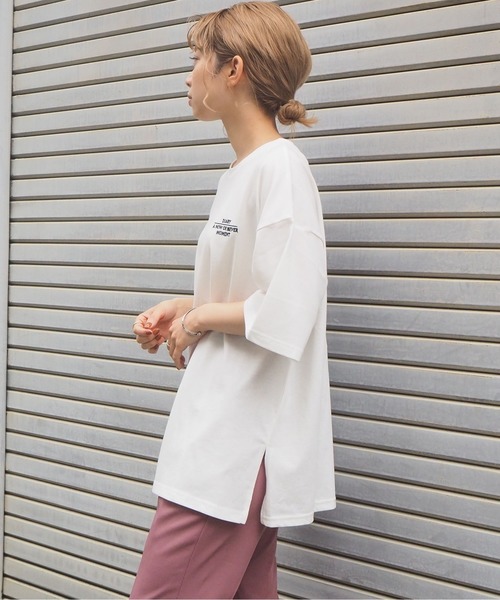 tiptop（ティップトップ）の「2020SS　アソートプリント後ろタタキツケBIGTシャツ（Tシャツ/カットソー・レディース・ブラック/パープル/オフホワイト/グリーン/アイボリー/スミクロ・FREE）」の21枚目の写真