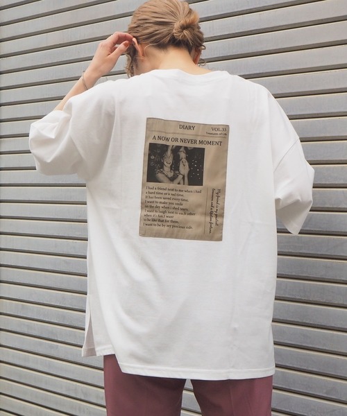 tiptop（ティップトップ）の「2020SS　アソートプリント後ろタタキツケBIGTシャツ（Tシャツ/カットソー・レディース・ブラック/パープル/オフホワイト/グリーン/アイボリー/スミクロ・FREE）」の18枚目の写真