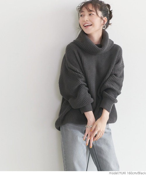 coca(coca)(コカ)の「ボリュームネックニットトップス(ニット/セーター・レディース・アイボリー/ブルー/ブラック/イエロー・ONE SIZE)」の7枚目の写真