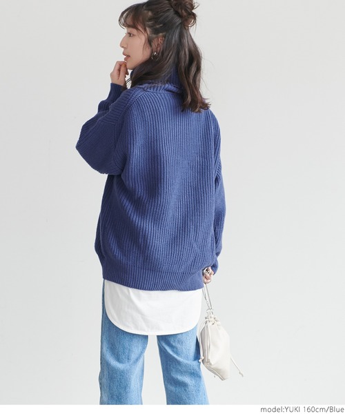 coca(coca)(コカ)の「ボリュームネックニットトップス(ニット/セーター・レディース・アイボリー/ブルー/ブラック/イエロー・ONE SIZE)」の18枚目の写真