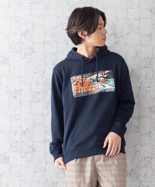 OUTDOOR PRODUCTS(アウトドアプロダクツ)の「【OUTDOOR PRODUCTS】CAMPモチーフプルパーカー ワンポイント刺繍 ブランド発祥の地をモチーフにしたグラフィックデザイン ルーズシルエット ユニセックス(パーカー・メンズ・ベージュ/ネイビー/アイボリー/オレンジ系その他・MEDIUM/LARGE/X-LARGE)」の3枚目の写真