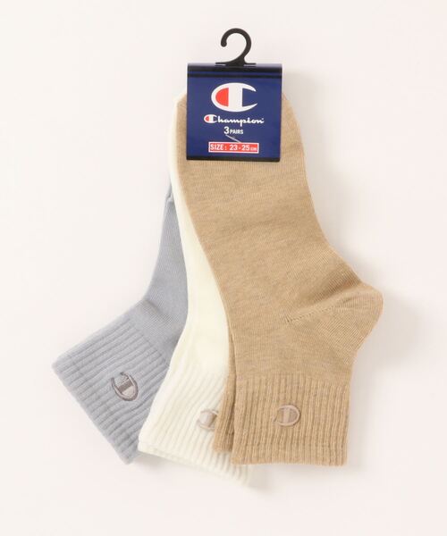 Champion(チャンピオン)の「【CHAMPION/チャンピオン】Wハーフレングスソックスシシュウ3P CWSCS201 ワンポイント刺繍 靴下 3足組(ソックス/靴下・レディース・ホワイト/ブラック/グレー/ベージュ・SMALL)」の1枚目の写真