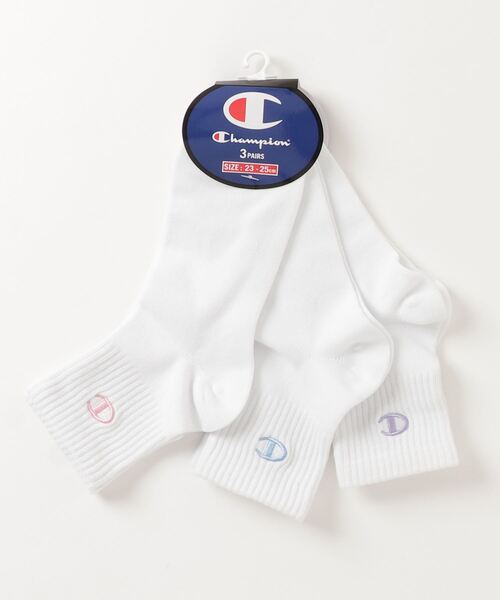 Champion(チャンピオン)の「【CHAMPION/チャンピオン】Wハーフレングスソックスシシュウ3P CWSCS201 ワンポイント刺繍 靴下 3足組(ソックス/靴下・レディース・ホワイト/ブラック/グレー/ベージュ・SMALL)」の2枚目の写真