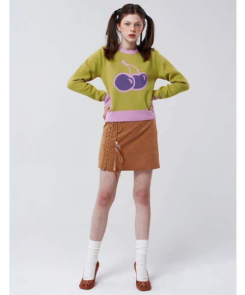 KIRSH(キルシー)の「【KOREA KIRSH オリジナルライン】『KIRSH/キルシー』BIG CHERRY JACQUARD KNIT/ビックチェリー ジャガード ニット(ニット/セーター・レディース・グリーン/パープル/オレンジ・FREE)」の8枚目の写真