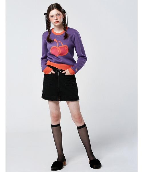 KIRSH(キルシー)の「【KOREA KIRSH オリジナルライン】『KIRSH/キルシー』BIG CHERRY JACQUARD KNIT/ビックチェリー ジャガード ニット(ニット/セーター・レディース・グリーン/パープル/オレンジ・FREE)」の13枚目の写真