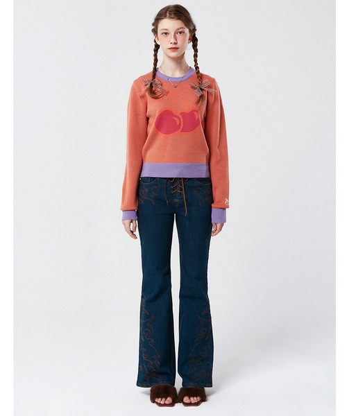 KIRSH(キルシー)の「【KOREA KIRSH オリジナルライン】『KIRSH/キルシー』BIG CHERRY JACQUARD KNIT/ビックチェリー ジャガード ニット(ニット/セーター・レディース・グリーン/パープル/オレンジ・FREE)」の15枚目の写真