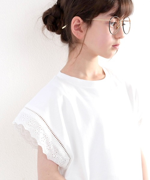 classicalelf(クラシカルエルフ)の「キッズ 綿100% 上質コットン。大人可愛い袖レースプルオーバー(シャツ/ブラウス・キッズ・ホワイト/ブラック・130/140/150/160)」の11枚目の写真