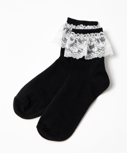 WEGO（ウィゴー）の「WEGO/レースソックス（ソックス/靴下・レディース・ブラック/ホワイト/ブラック系その他/ホワイト系その他・FREE）」の4枚目の写真