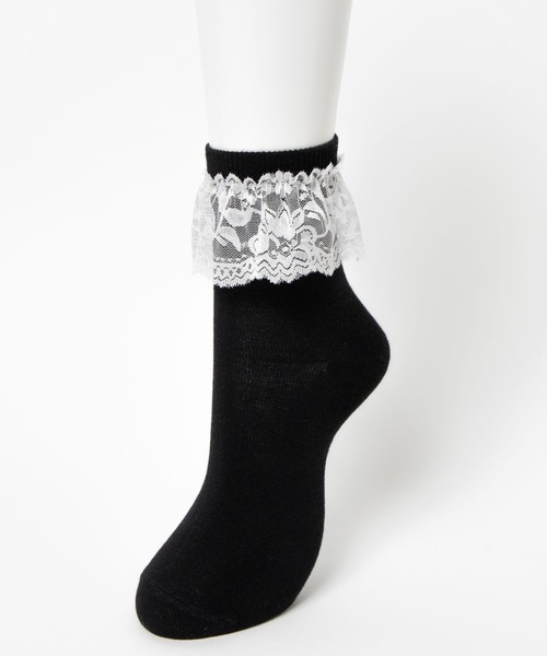 WEGO（ウィゴー）の「WEGO/レースソックス（ソックス/靴下・レディース・ブラック/ホワイト/ブラック系その他/ホワイト系その他・FREE）」の6枚目の写真