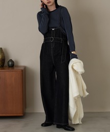 ステッチデニムサロペット