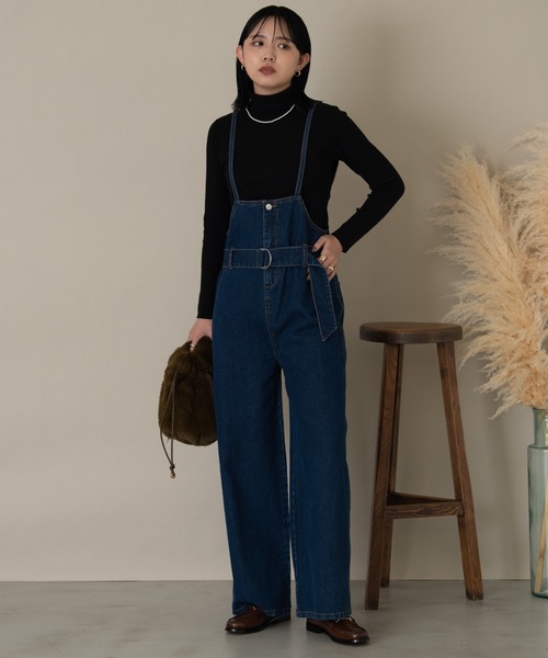 Aunt Marie's(アントマリーズ)の「ステッチデニムサロペット(サロペット/オーバーオール・レディース・ブラック/インディゴブルー・FREE)」の8枚目の写真
