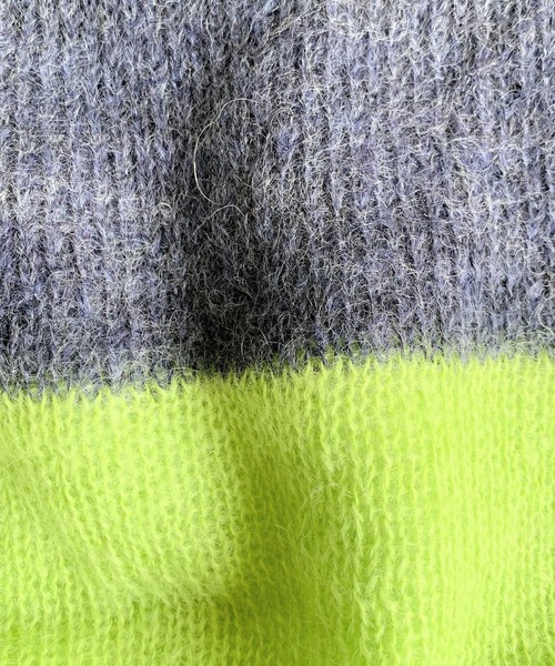 Q（キュー）の「ホールガーメント モヘヤバイカラーニット（ニット/セーター・レディース・ダークブラウン/ネイビー・MEDIUM）」の10枚目の写真