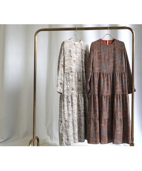 select MOCA（セレクトモカ）の「2021 SS 小花柄レトロティアードワンピース（ワンピース・レディース・ホワイト/ブラウン・FREE）」の14枚目の写真