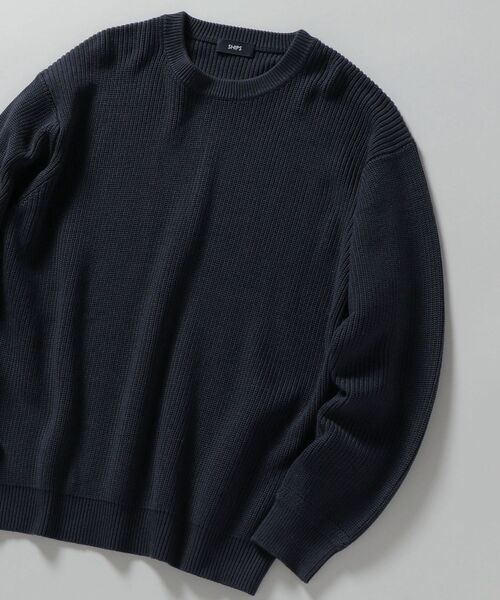 SHIPS（シップス）の「【WEB限定】SHIPS: 《洗えるニット》畦編み リラックスフィット クルーネック プルオーバー（ニット/セーター・メンズ・オフホワイト/チャコールグレー/カーキ/ネイビー/ロイヤルブルー/ラベンダー/イエロー/オレンジ・SMALL/MEDIUM/LARGE/X-LARGE/XX-LARGE）」の5枚目の写真