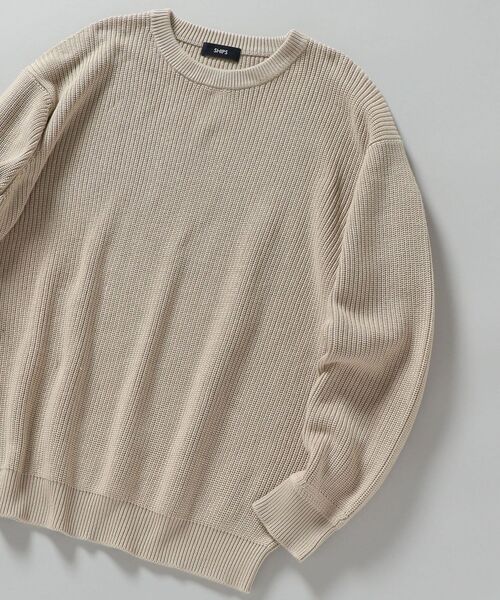 SHIPS（シップス）の「【WEB限定】SHIPS: 《洗えるニット》畦編み リラックスフィット クルーネック プルオーバー（ニット/セーター・メンズ・オフホワイト/チャコールグレー/カーキ/ネイビー/ロイヤルブルー/ラベンダー/イエロー/オレンジ・SMALL/MEDIUM/LARGE/X-LARGE/XX-LARGE）」の4枚目の写真