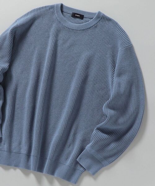 SHIPS（シップス）の「【WEB限定】SHIPS: 《洗えるニット》畦編み リラックスフィット クルーネック プルオーバー（ニット/セーター・メンズ・オフホワイト/チャコールグレー/カーキ/ネイビー/ロイヤルブルー/ラベンダー/イエロー/オレンジ・SMALL/MEDIUM/LARGE/X-LARGE/XX-LARGE）」の6枚目の写真