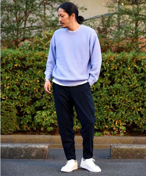 SHIPS（シップス）の「【WEB限定】SHIPS: 《洗えるニット》畦編み リラックスフィット クルーネック プルオーバー（ニット/セーター・メンズ・オフホワイト/チャコールグレー/カーキ/ネイビー/ロイヤルブルー/ラベンダー/イエロー/オレンジ・SMALL/MEDIUM/LARGE/X-LARGE/XX-LARGE）」の13枚目の写真