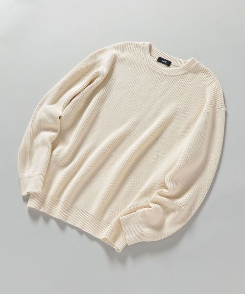 SHIPS（シップス）の「【WEB限定】SHIPS: 《洗えるニット》畦編み リラックスフィット クルーネック プルオーバー（ニット/セーター・メンズ・オフホワイト/チャコールグレー/カーキ/ネイビー/ロイヤルブルー/ラベンダー/イエロー/オレンジ・SMALL/MEDIUM/LARGE/X-LARGE/XX-LARGE）」の17枚目の写真