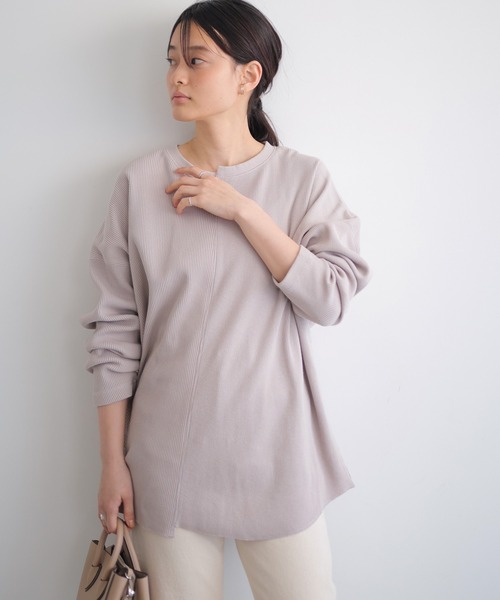 AMERICAN HOLIC（アメリカンホリック）の「編み違いカットプルオーバー　＊（Tシャツ/カットソー・レディース・チャコールグレー/アイボリー/ライトピンク・M/L）」の3枚目の写真