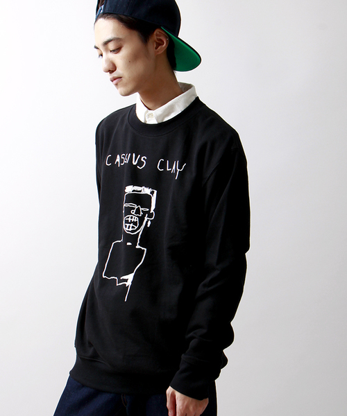 BASQUIAT(バスキア)の「∴WEGO/BASQUIATプリントスウェット(スウェット・メンズ・ブラック/レッド・LARGE/MEDIUM)」の1枚目の写真