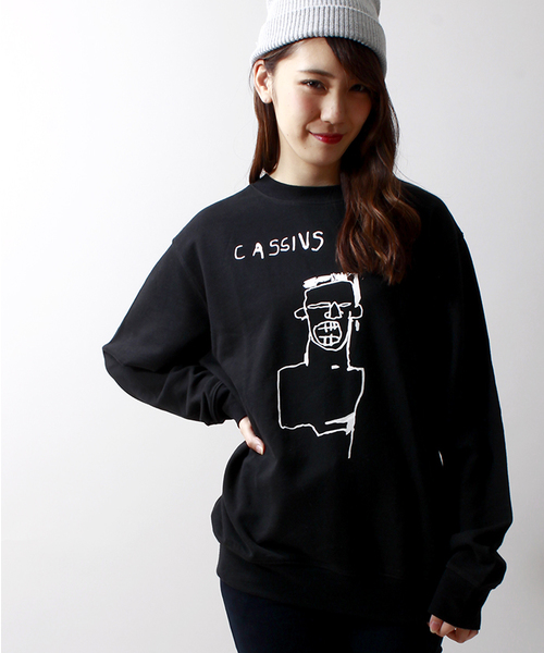 BASQUIAT(バスキア)の「∴WEGO/BASQUIATプリントスウェット(スウェット・メンズ・ブラック/レッド・LARGE/MEDIUM)」の3枚目の写真
