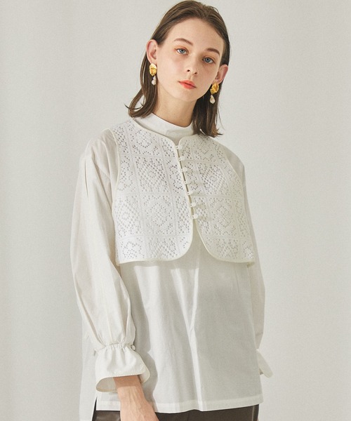 PUBLIC TOKYO(パブリックトウキョウ)の「クロシェレイヤーバンドカラーシャツ(シャツ/ブラウス・レディース・ホワイト/ブラック・FREE)」の11枚目の写真