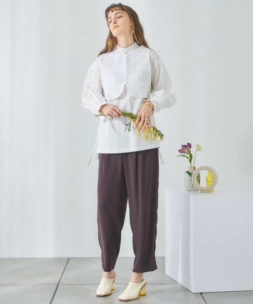 PUBLIC TOKYO(パブリックトウキョウ)の「クロシェレイヤーバンドカラーシャツ(シャツ/ブラウス・レディース・ホワイト/ブラック・FREE)」の14枚目の写真