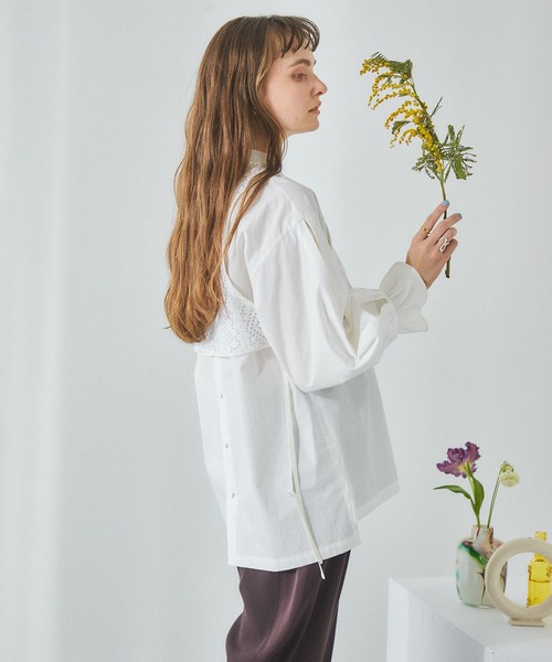 PUBLIC TOKYO(パブリックトウキョウ)の「クロシェレイヤーバンドカラーシャツ(シャツ/ブラウス・レディース・ホワイト/ブラック・FREE)」の17枚目の写真