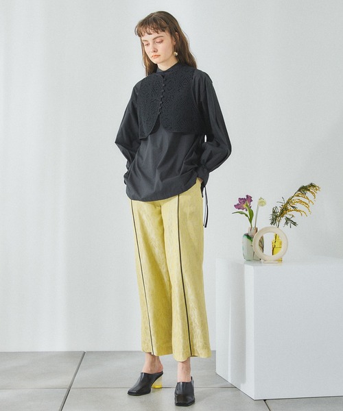 PUBLIC TOKYO(パブリックトウキョウ)の「クロシェレイヤーバンドカラーシャツ(シャツ/ブラウス・レディース・ホワイト/ブラック・FREE)」の13枚目の写真