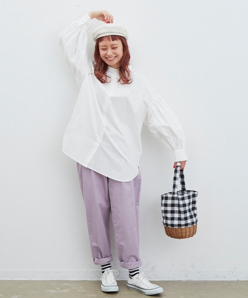 MERLOT(メルロー)の「ウォッシュドツイルテーパードパンツ(その他パンツ・レディース・ベージュ/パープル/ライトグリーン・FREE)」の3枚目の写真