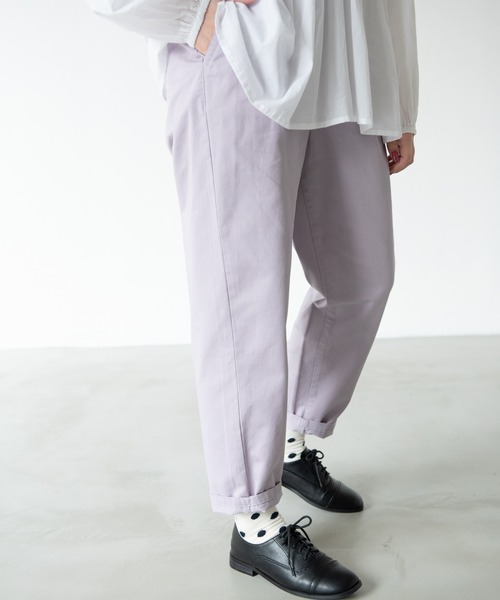 MERLOT(メルロー)の「ウォッシュドツイルテーパードパンツ(その他パンツ・レディース・ベージュ/パープル/ライトグリーン・FREE)」の10枚目の写真