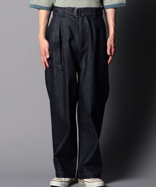 GLOSTER（グロスター）の「【unlume/アンルーム】NOAH PANTS ワイドテーパード タックパンツ（その他パンツ・メンズ・インディゴブルー/ホワイト/ブラック/グリーン・L/M）」の12枚目の写真