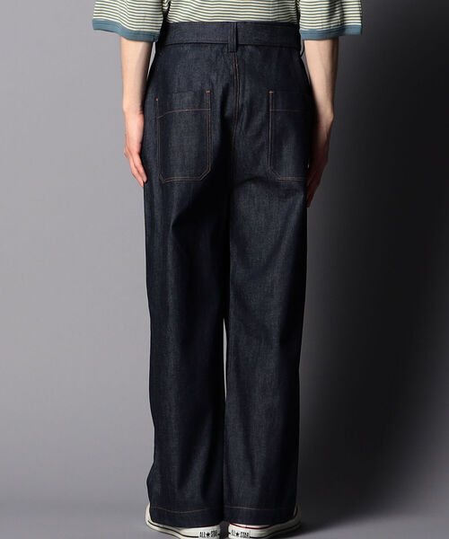 GLOSTER（グロスター）の「【unlume/アンルーム】NOAH PANTS ワイドテーパード タックパンツ（その他パンツ・メンズ・インディゴブルー/ホワイト/ブラック/グリーン・L/M）」の5枚目の写真