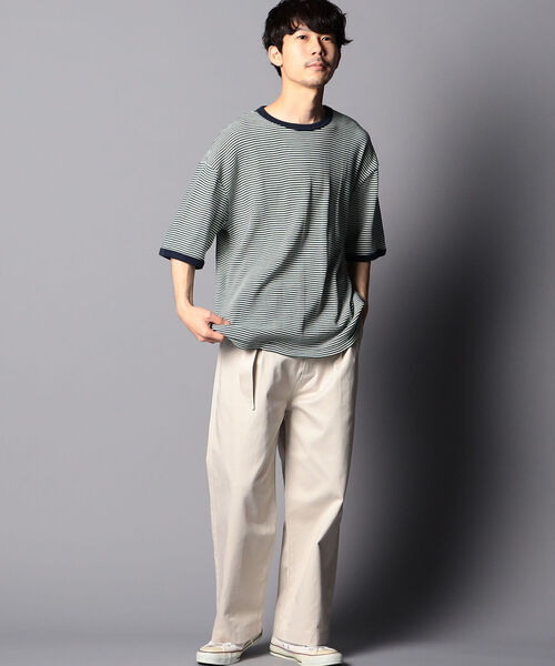 GLOSTER（グロスター）の「【unlume/アンルーム】NOAH PANTS ワイドテーパード タックパンツ（その他パンツ・メンズ・インディゴブルー/ホワイト/ブラック/グリーン・L/M）」の7枚目の写真