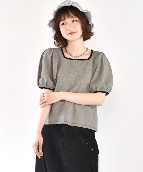 RETRO GIRL（レトロガール）の「パイピング柄Tee（Tシャツ/カットソー・レディース・グリーン/ブラック/レッド・FREE）」の2枚目の写真