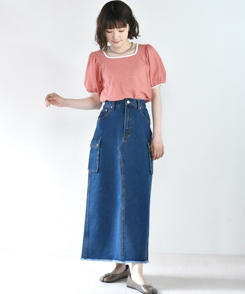 RETRO GIRL（レトロガール）の「パイピング柄Tee（Tシャツ/カットソー・レディース・グリーン/ブラック/レッド・FREE）」の4枚目の写真