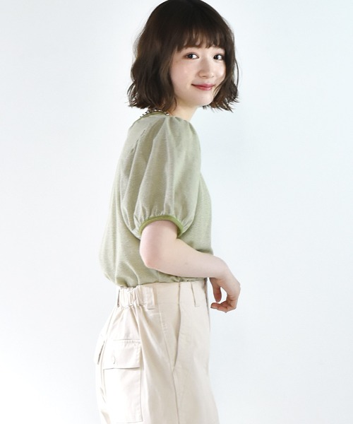 RETRO GIRL（レトロガール）の「パイピング柄Tee（Tシャツ/カットソー・レディース・グリーン/ブラック/レッド・FREE）」の9枚目の写真