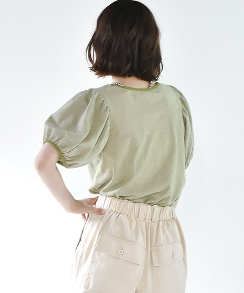 RETRO GIRL（レトロガール）の「パイピング柄Tee（Tシャツ/カットソー・レディース・グリーン/ブラック/レッド・FREE）」の14枚目の写真